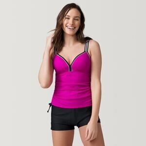 Free Country Mini Ribbed Double-Strap Tankini for Ladies
